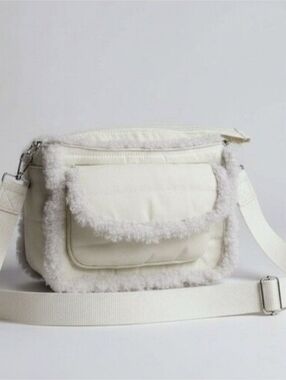 Aspen faux sherpa trim crossbody bag